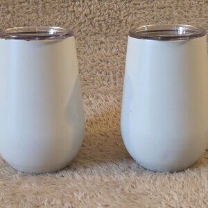 Set of 2 Insulated Wine Tumblers w Lids